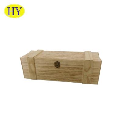 China Europe Wholesale Customized Single Bottle Pine Wood Box Unfinished Wine Packing Box for sale