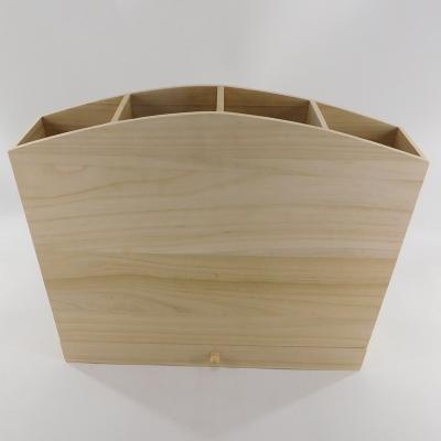 China Wholesale Unfinished Natural Cheap Stocked Wooden Pen Box Wooden Desktop Organizer for sale