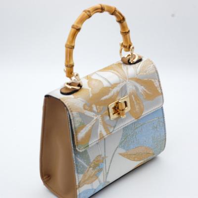 China Luxury Waterproof Silk Fabric Leather Women Handbag Cross - Body Bag For Waterproof Ladies Custom Handbags for sale