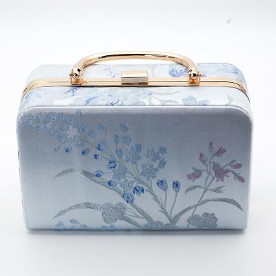 China Waterproof Cute -Ladder Silk Fabric Cosmetic Bag For Girls MIni Suitcase Handbag Purse Sling Chain Cross - Body Bag For Ladies for sale