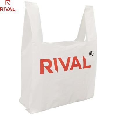 China Recyclable PLA Biodegradable Plastic T-Shirt Bag Custom Compostable Vest Bag With Handle for sale