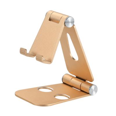 China Waterproof Aluminum Alloy Double Folding Mobile Phone Tablet Stand Aluminum Alloy Desktop Bracket for sale