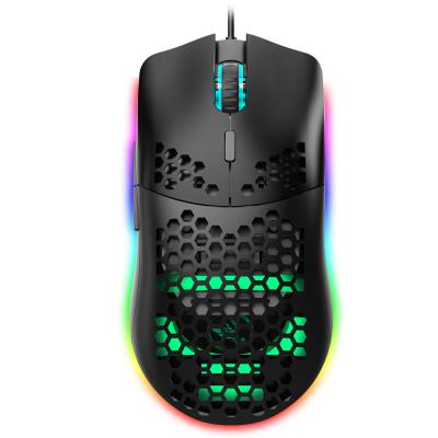 China New HXSJ Game Hole Mouse RGB Light Support Off Programmable Lights 6 Keys Support For A Variety Of Games Mouse for sale