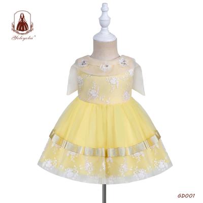 China Breathable Cheap Wholesalers Fashion Princess Short Sleeve 0-2 Years Yellow Party Dresses Babies for sale