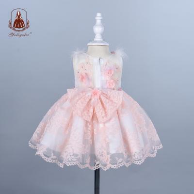 China Cheap Princess Sweet Sleeveless Crew Neck Breathable Baby Wholesalers 0-2 Years Party Baby Dresses for sale