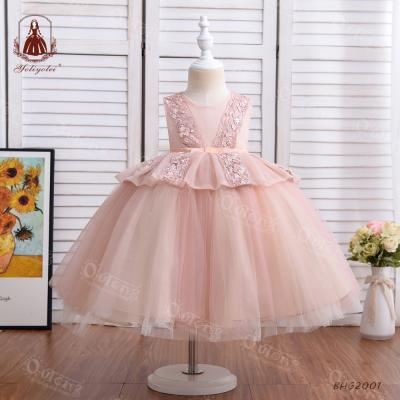 China Yoliyolei Pink Embroidery Cute Girls' Breathable Sleeveless Dresses For 2-5 Years for sale