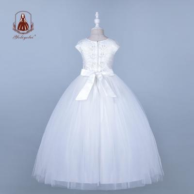 China White Baby Kids Dresses Crew Neck Sleeveless Soft Breathable Formal Wear 4-12 Years For Party for sale