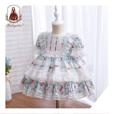 China European American Style Tutu Slit Edge Design Floral Lace Baby High End Layered Spanish Dress Custom Made Anti-Static for sale