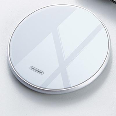 China New Standard Battery Round Mirror Aluminum Alloy Radio Charging 15W Slim Fast Charging Wireless Charger for sale