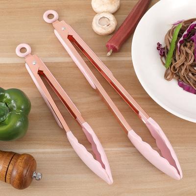 China Stock Copper Safe Sustainable Food Rose Gold Silicone 12 Inch Kitchen Tool Set Of 9 And Food Tongs for sale