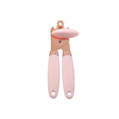 China Factory Direct Sustainable Copper Stock Rose Gold Can Opener Kitchen Tool With Soft Grip Handle for sale