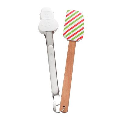 China 2021 Viable Newest In Stock Christmas Baking Tools Baking Set Christmas Silicone Printing Spatula Snowman Tongs for sale