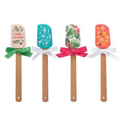 China 2022 Exclusive Viable In Stock Summer Set Tropical Silicone Printing Baking Spatula Set Tool Kitchen Utensil Baking Set for sale