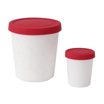 China Viable Factory Direct Plastic Reusable Silicone Lid Ice Cream Freezer Ice Cream Storage Tub Ice Cream Storage Container for sale