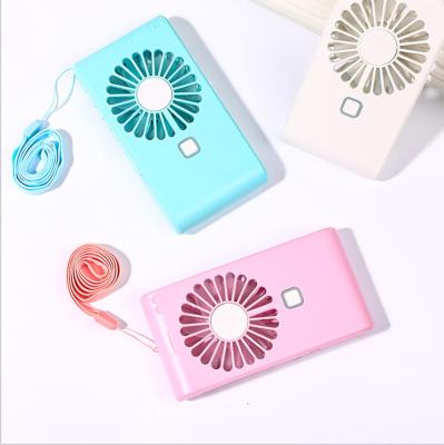 China Hotel USB Mini Small Electric Outdoor Hanging Neck Fan With Make Up Mirror for sale