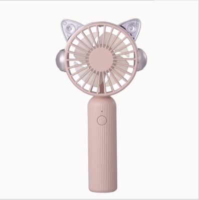 China 2021 New Hotel Cat Ears Handheld Small Fan Mini Portable Outdoor Mute Large Wind Wind Charging USB Electric Fan for sale