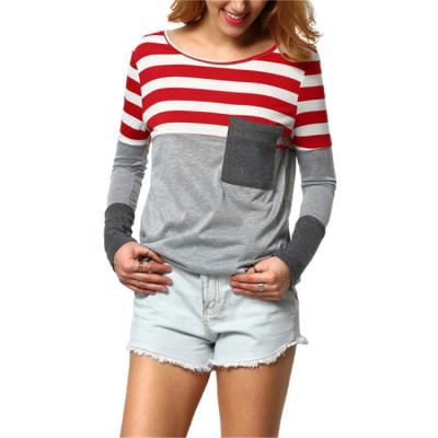 China Wholesale Custom Color Block 2019 Winters OEM Long Sleeve Anti-pilling Striped T-Shirt for sale