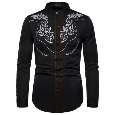 China Boutique Wholesale Anti-pilling Men's Clothing Western Cowboy Embroidered Tuxedo Shirts for sale