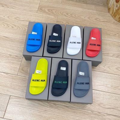 China Fashion trend B brand letter logo swimming pool slippers elegant one line simple comfortable light weight rubber sandal slippers for sale