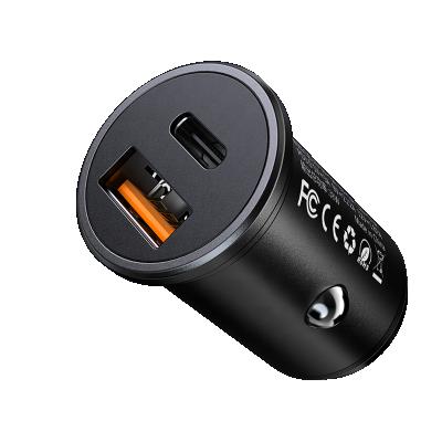 China PD+QC Licheers 2021 38W 38W USB QC Palladium Alloy Dual Ports Adapter 12v 24v Quickly Charging Mobile Phone Type Mini Car Charger for sale