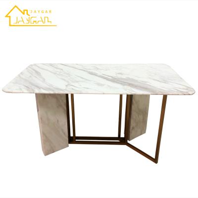 China Small Villa K/D Home Dining Set Italy Style Luxury Faux Rectangular Marble Dining Table for sale