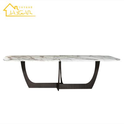 China Nordic Modern Minimalist Household Dining Set Marble Apartment K/D Long Marble Dining Table 200cm for sale