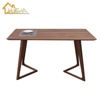 China K/D high quality dining table for home use rectangle MDF top with wood veneer table for sale