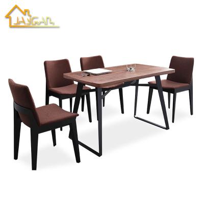 China K/D Dining Room Furniture Dark Walnut Wood Rectangle Dining Table Set With Chairs for sale