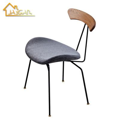 China Cooling Commercial Metal Bistro Chairs Furniture Iron Frame Upholstered Dining Chairs With Black Metal Legs for sale