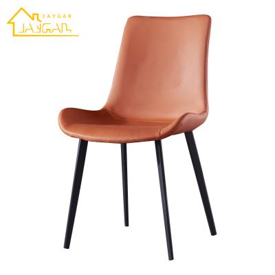 China Excellent Cooling Comfortable PU Leather Casual Chairs Kitchen Upholstered Dining Chairs With Metal Legs for sale