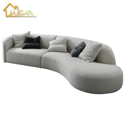 China Contemporary Hotel Furniture Sofa Set For Modern Lobby Curved Sofa Living Room Wool Fabric Sectional Sofa for sale