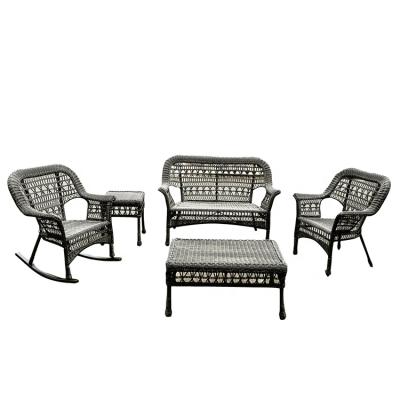 Cina Garden Set Indoor And Outdoor Chic Style 5 PC Rattan Patio Furniture Set Garden Lawn Cushioned Seat Wicker Sofa Sofa Set in vendita