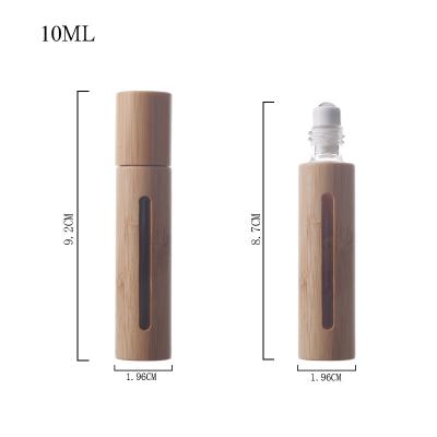 China Eco-friendly Mini Travel Empty Custom 5ml 10ml Bamboo Perfume Bottle Roll On Bottle With Stainless Roller for sale