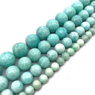 China Amazonite Polishing Natural Blue Stone Round Beads 4 6 8 10mm For Jewelry Making Bracelet Necklace Accessories for sale