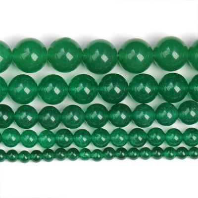 China Polishing Natural Green Jade Stone Beads For Jewelry Making Chalcedony Beads DIY Bracelet 12 14 16MM Round Beads for sale