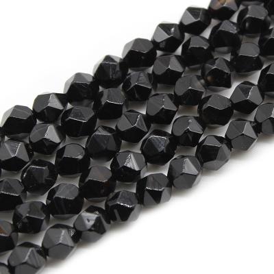 China Polishing Natural Stone Faceted Loose Black Onyx Agate Spacer Beads For Jewelry Making DIY Bracelet Necklace Wholesale for sale