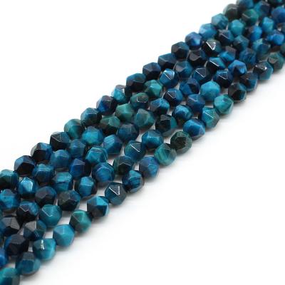 China 2022 Tiger Eye Agate Stone Loose Polish Natural Faceted Blue Hot Bead For Jewelry Making DIY Bracelet Necklace for sale