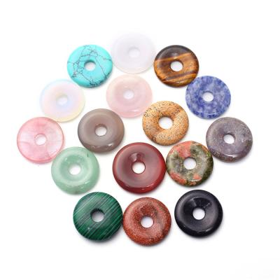 China Cute Natural Healing Crystal Stone Donut Pendant Beads for Jewelry Making for sale