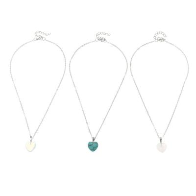 China Peach Romantic Simple Multilayer Heart Resin Turquoise Personality Necklaces Pendant Jewelry Set for sale