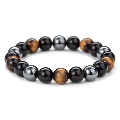 China Hot Magnetic Linked Casual/Sporting Tiger Eye Hematite Stone Bead Couples Bracelet Health Care Magnet Men Women Help Weight Loss Jewelry fengshui for sale