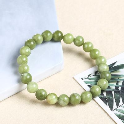 China Cute Jade Bracelet Wholesale Bracelets Handmade Jade Strand Round Loose Beads Jewelry Women Gift South Green Gemstone for sale