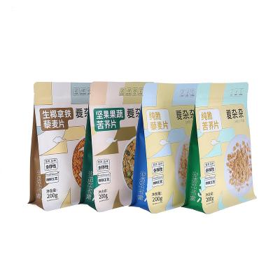 China Fashion Food Grade Square Flat Bottom Bag Oatmeal Moisture Proof Wholesale Custom Printed Plastic Bag for sale