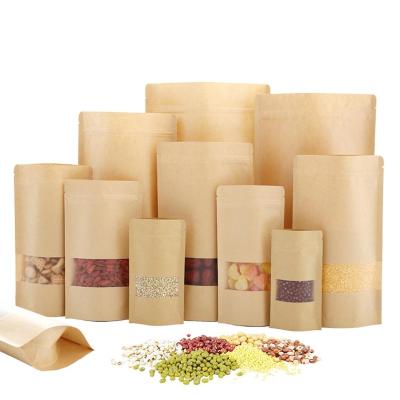 China Factory Sale Biodegradable Customized Ziplock Resealable Food Pouches Holder Up Kraft Paper Bag for sale