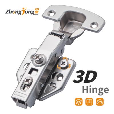 China Good Quality Modern Adjustable 3d Plate Iron Clip On Soft Closing Hydraulic Cabinet Hinges 3d for sale