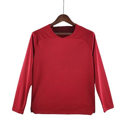 China Shirts & 22-23 Men's High Quality Breathable Long Sleeve Custom Made Tank Tops Home Red Soccer Jerseys for sale