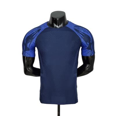 China Shirts & Leading 2022 Players Version Men's Breathable High Quality Training Clothes Short Sleeve Blue for sale