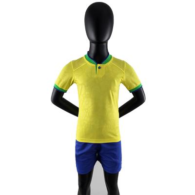 China 2022 Custom Wholesale Short Sleeve Breathable Kids Soccer Jerseys Home Suit Yellow Square for sale