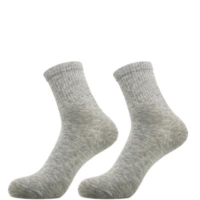 China Socks Mens Cotton Athletic Socks Medium Breathable Wear Resistant High Quality Solid Gray for sale