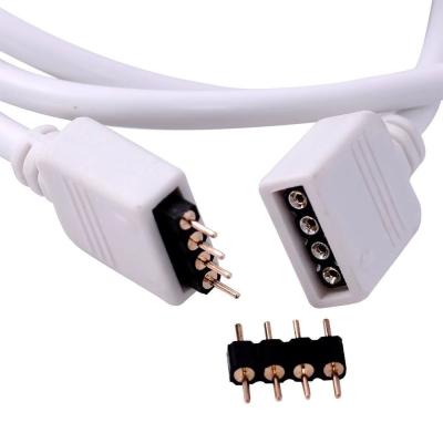 China Power 4 Pin Extension Cable Connector For 12v 5m/roll RGB Led Strip Light for sale