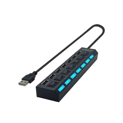 China 7 Ports Slim And Compact ABS 7In1 USB PC Splitter Industrial USB 2.0 High Speed ​​Hub for sale